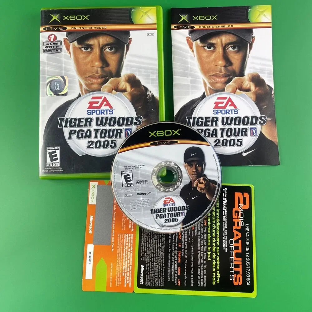 Tiger Woods PGA Tour Video Game Lot (Microsoft Xbox) 07 2005 2004 Complete CIB